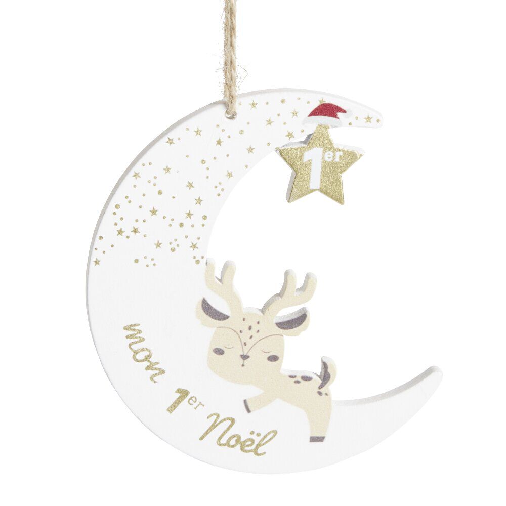 Lune à suspendre en bois "Mon 1er No&euml;l" H10,5cm