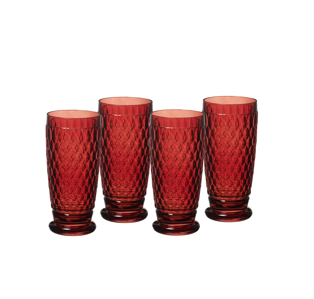 Boston Highball glass - Red, 10.2 oz, crystal glass