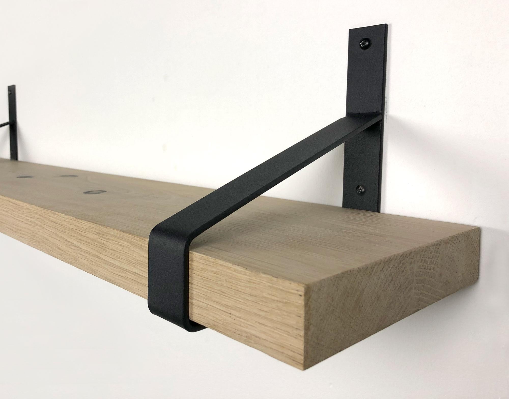 Woodbrothers Eiken wandplank massief recht 100x20cm + dragers