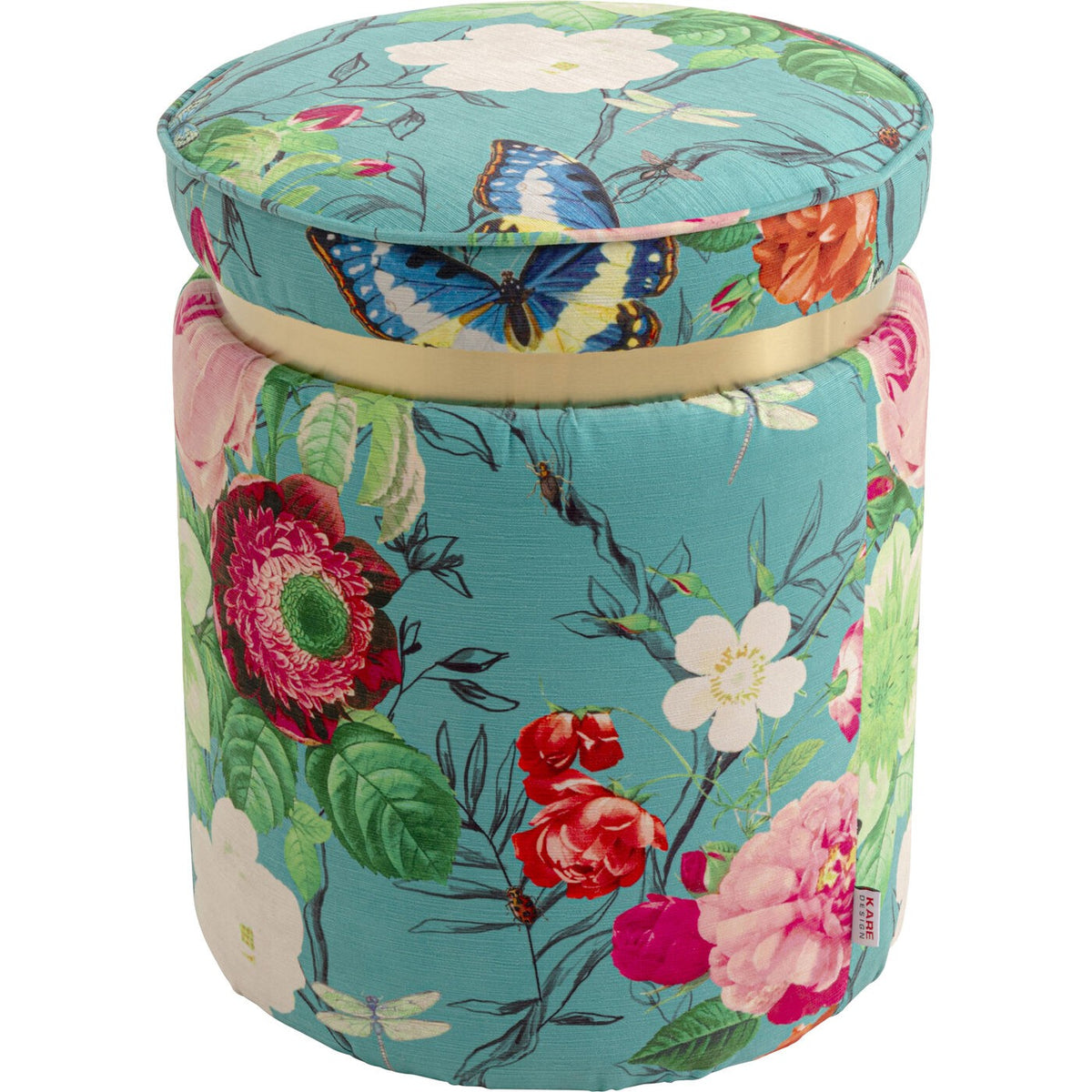 Kare Design Kruk Flower Fever Ø39cm blauw
