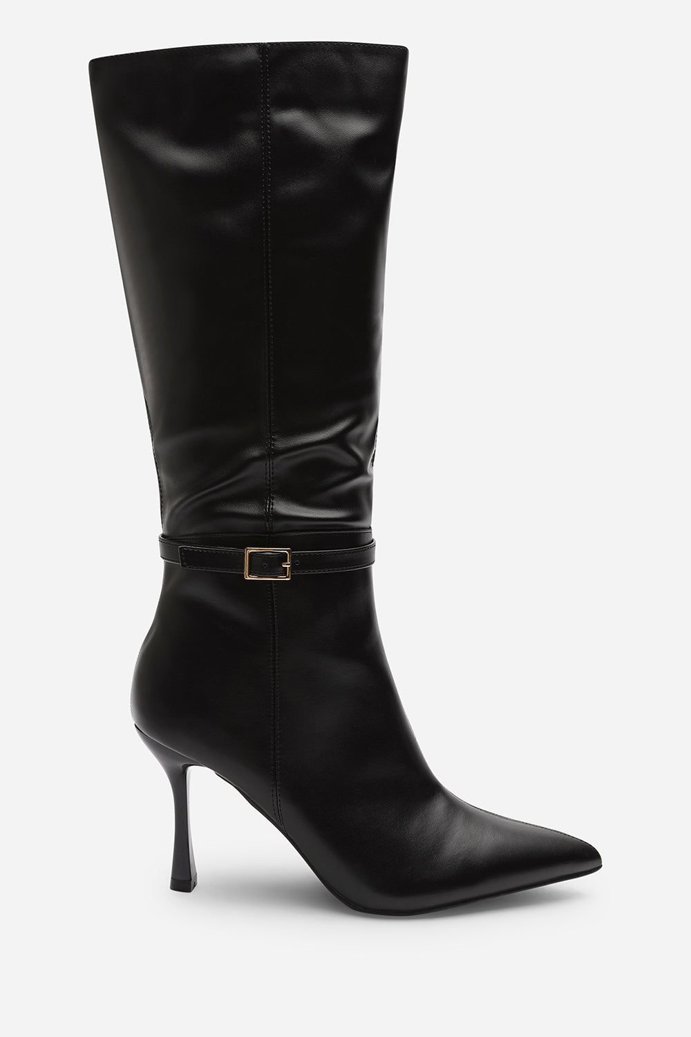 Where's That From Giada' Pointed Toe Knee High Stiletto Heel Boots with Side Buckle