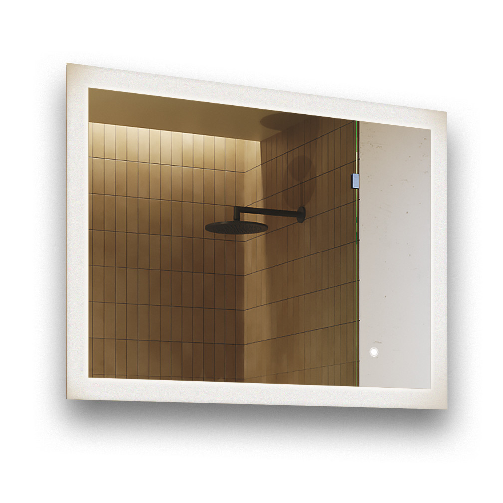 Lustro łazienkowe z dual led, 80x60cm, dotykowy włącznik