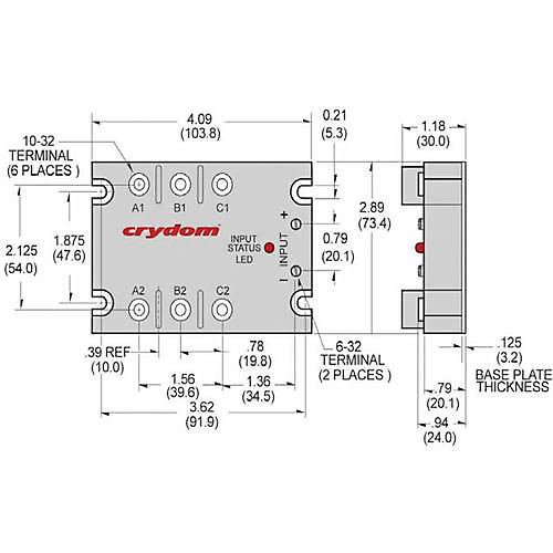 Crydom D53TP25D Relais statique triphasé 25 A 530 V AC, boîtier Hockey-Puck