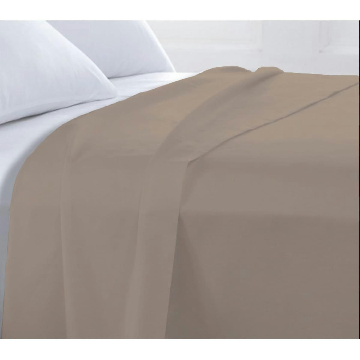 COTON UNIS - Drap plat coton  uni gris galet 240x310cm