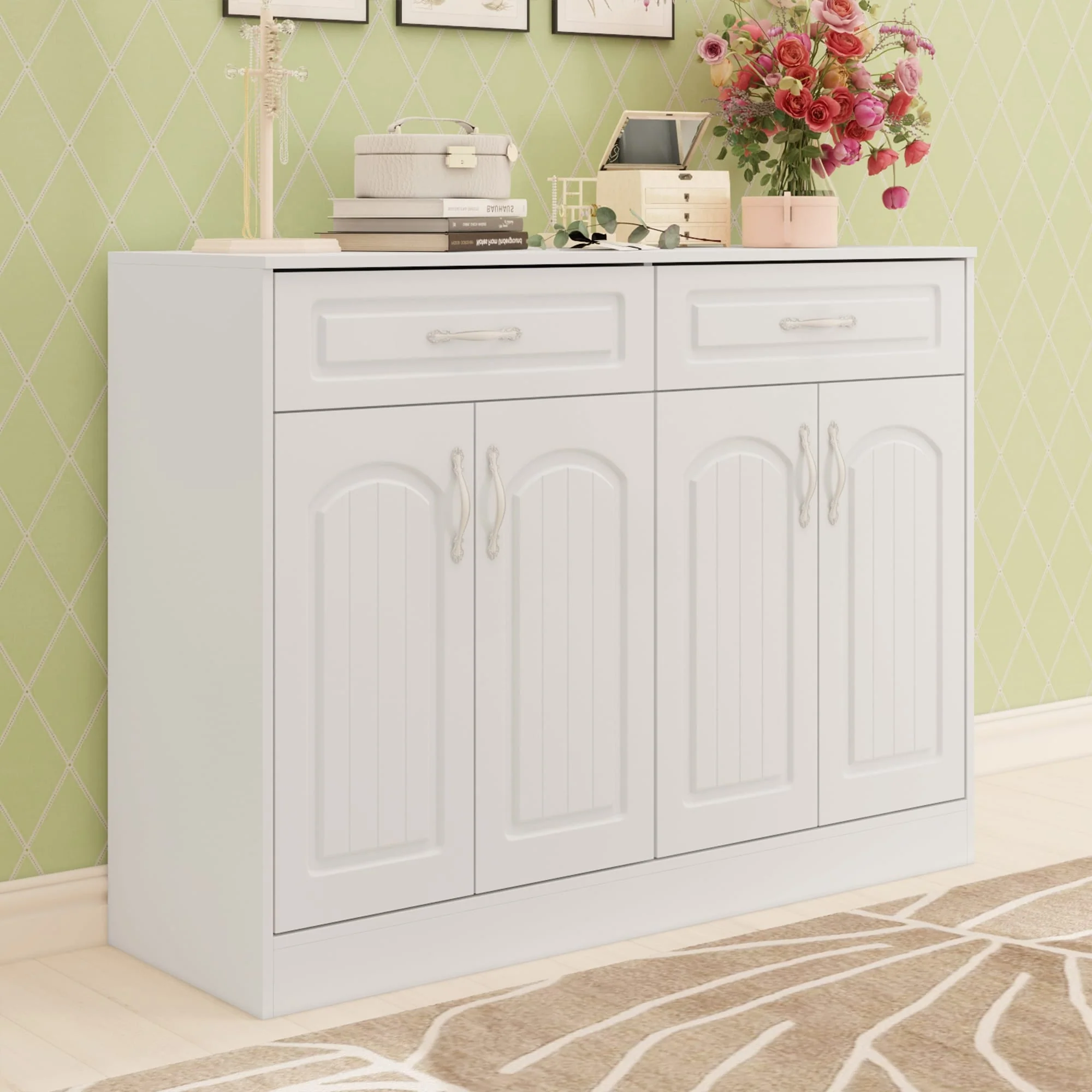 Versatile Entryway Organizer: Shoe Cabinet Sideboard Space-Saving