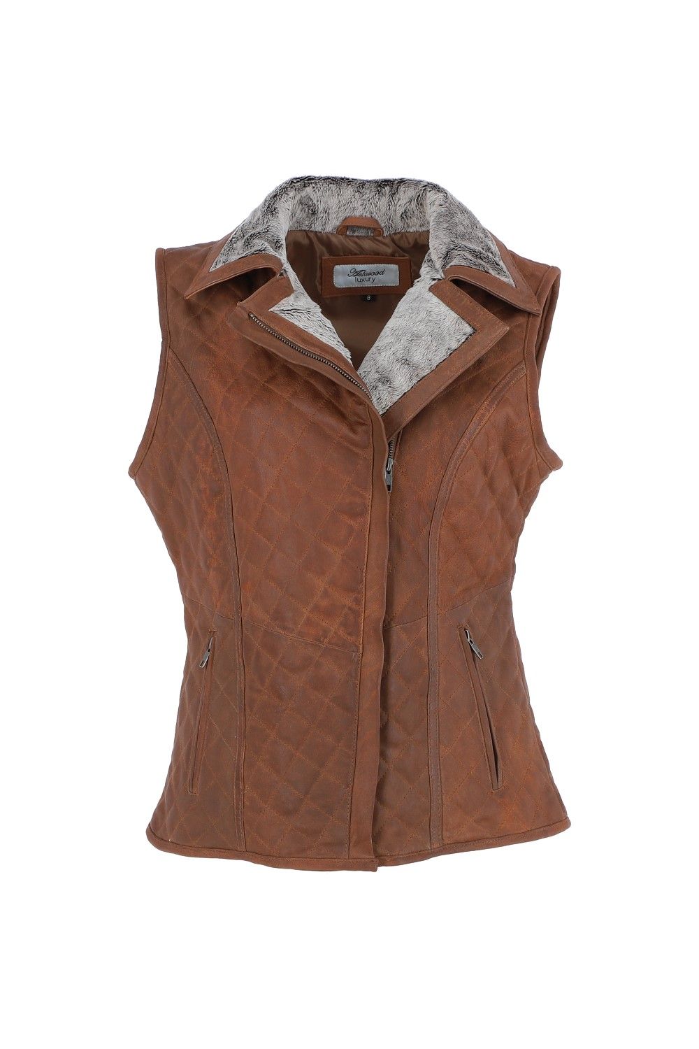 Ashwood Leather Cumbria' Fitted Leather Gilet With Faux Fur Collar