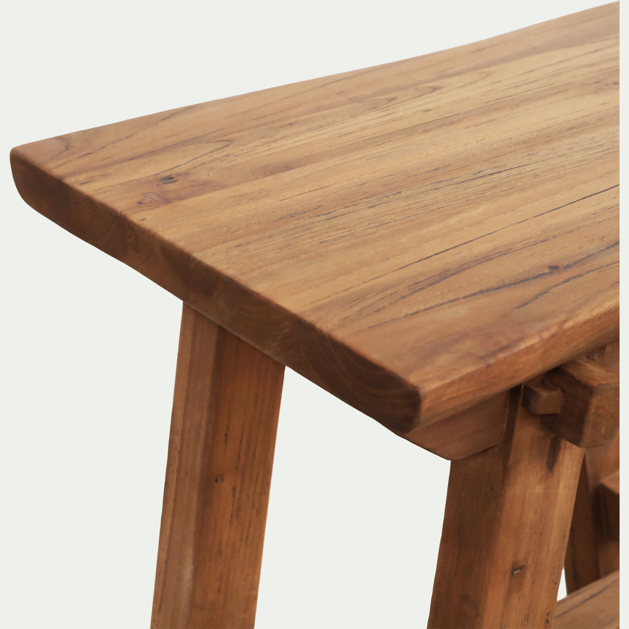 VANITY - Tabouret bas en teck recyclé H45cm - bois foncé