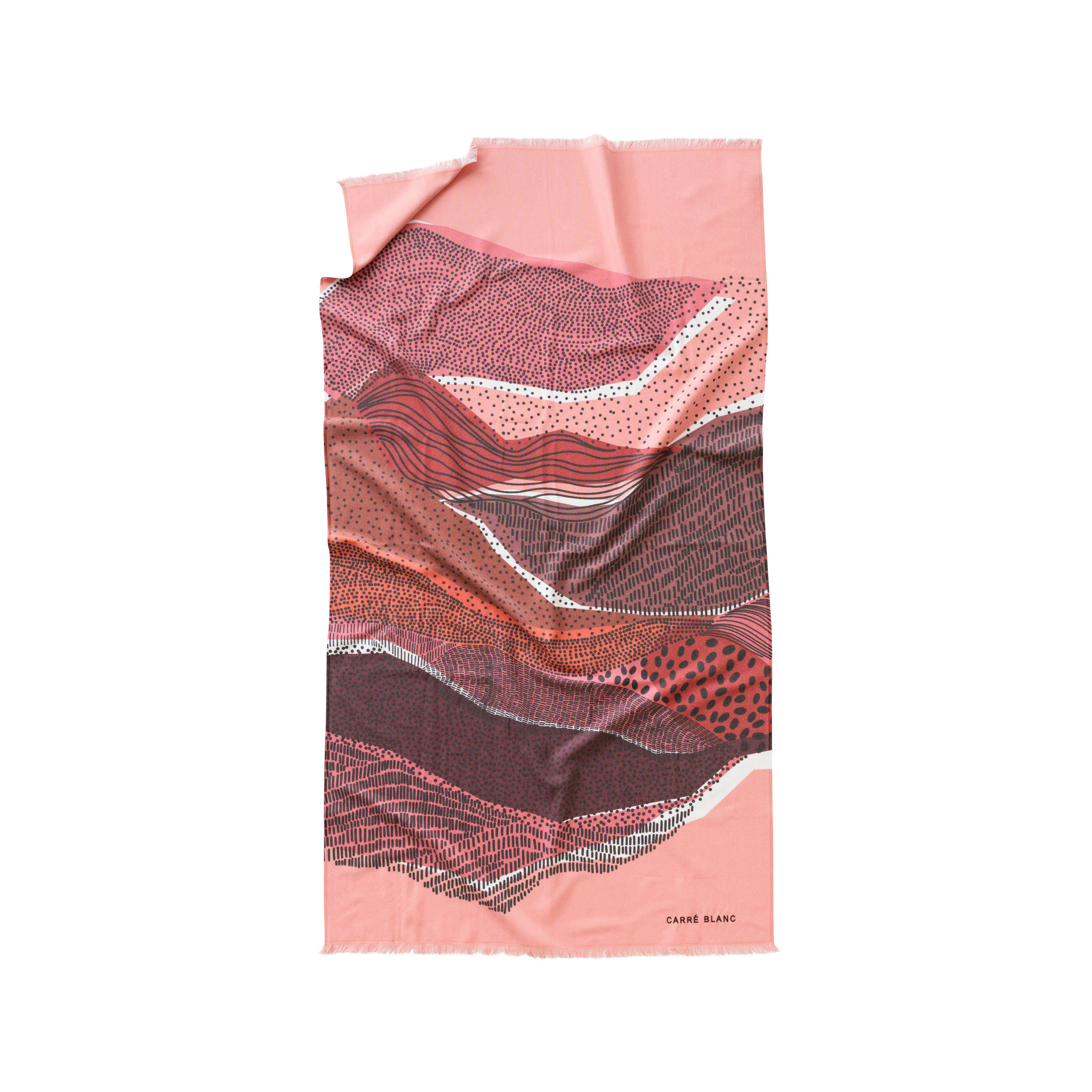 LUNA - Fouta coton imprimé brodé orange 100 x 180 cm