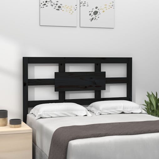 NNEVL Bed Headboard Black 95.5x4x100 cm Solid Wood Pine