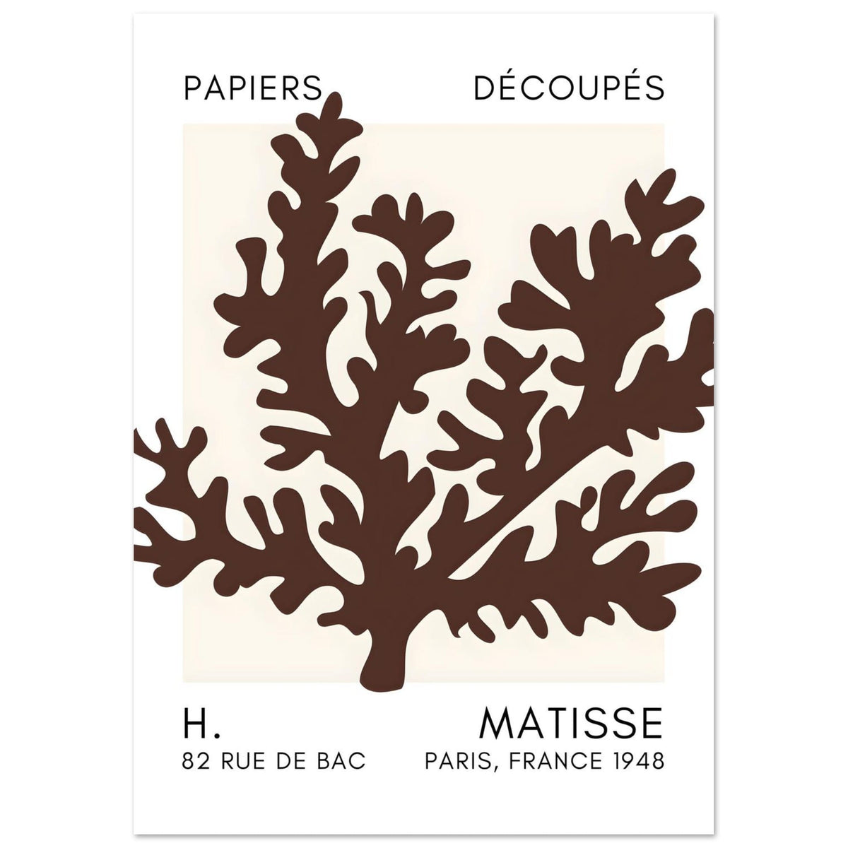 Artfulprints Poster Matisse – Aqua bloom brown  - A4 21x29.7 cm - Bruin