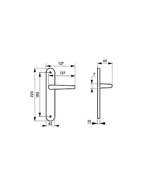 Ensemble de poignées pour porte intérieure Poseidon sans trou, carré 7mm, entr'axes 195mm, inox brossé - THIRARD