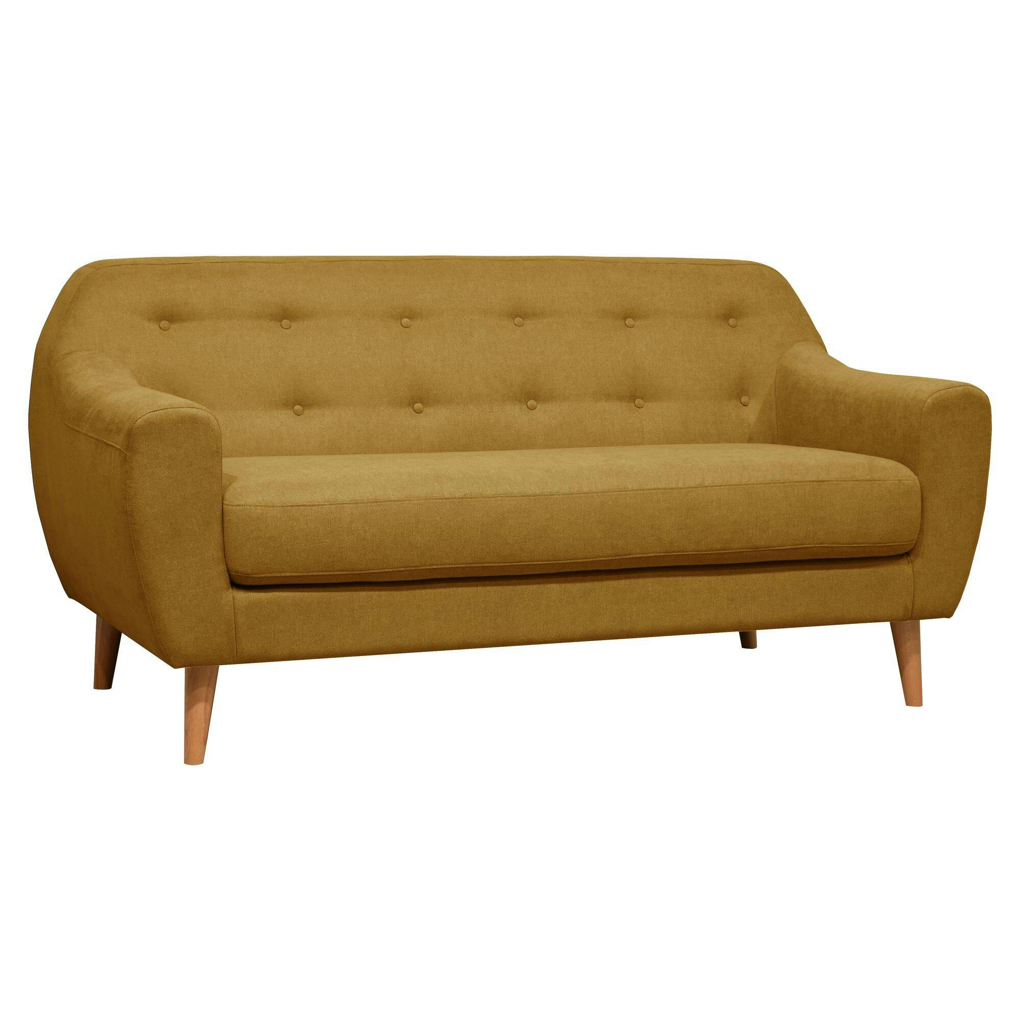 AGATHE - Canapé fixe en tissu 2 places moutarde