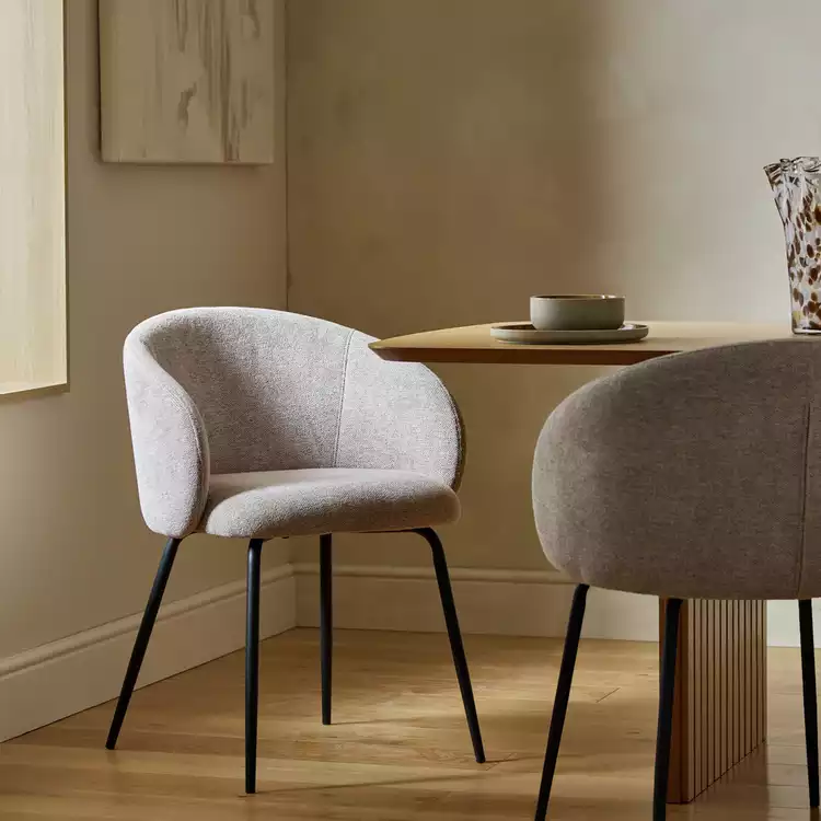 Habitat Quincy Pair of Fabric Dining Chairs - Natural