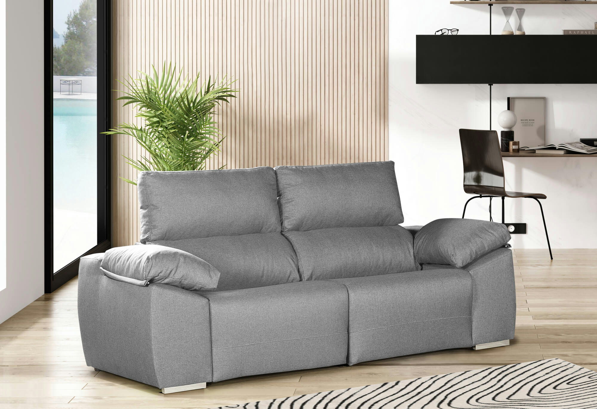 DGENTILI - Canapé fixe 3 places en tissu gris