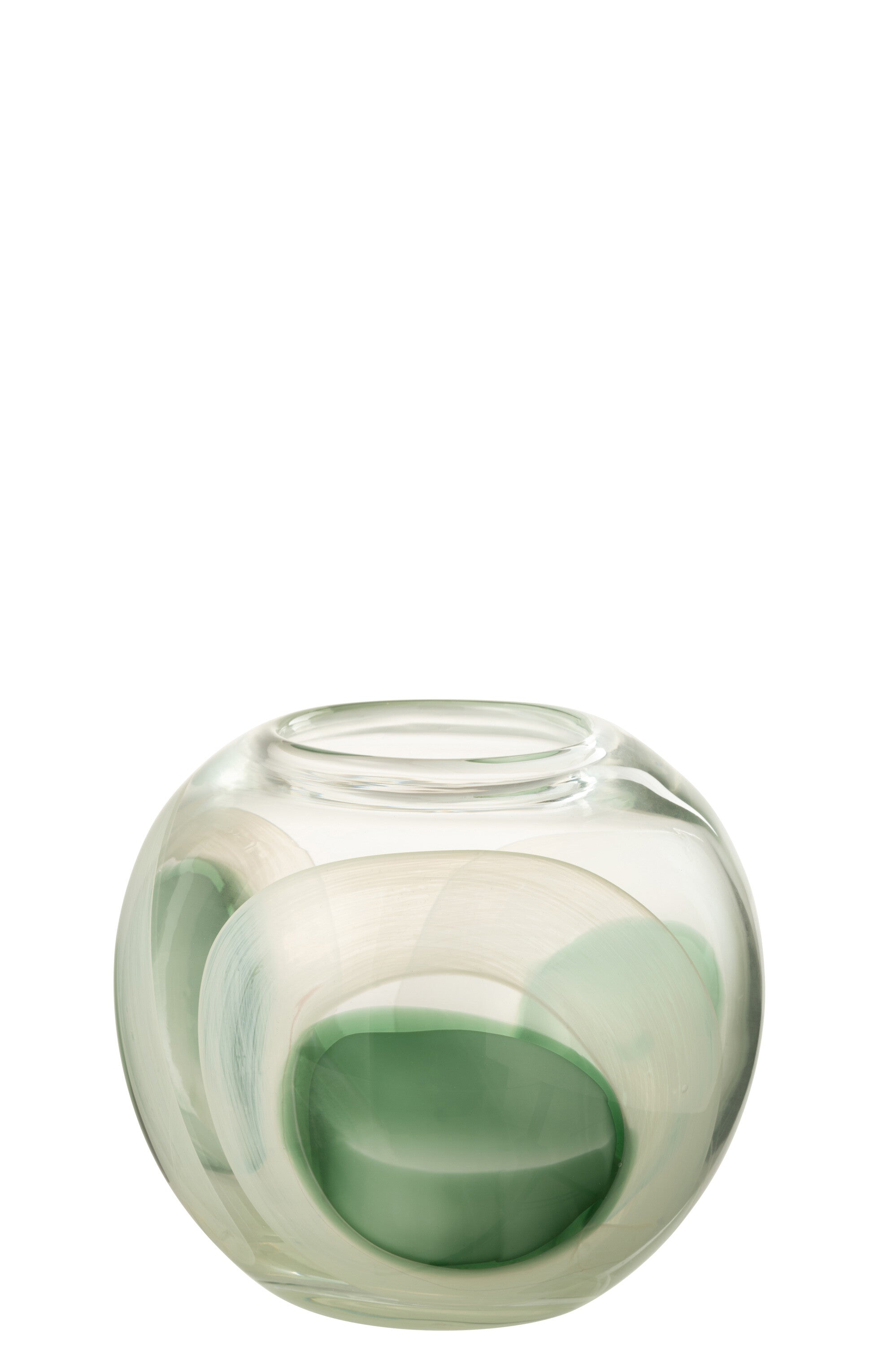 J-Line vaas Livy - glas - groen/wit/transparant - medium - Ø 20 cm