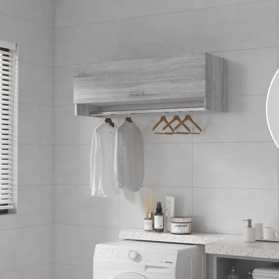 vidaXL - Garderobe bovenkast - Grijs - Bewerkt hout