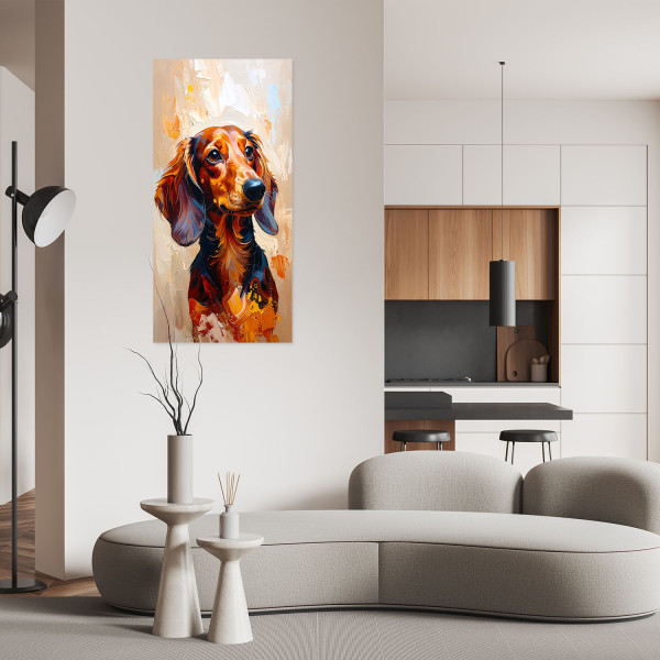 Plakat samoprzylepny do salonu Feeby Jamnik Brązowy Pies Zwierzę 40x80