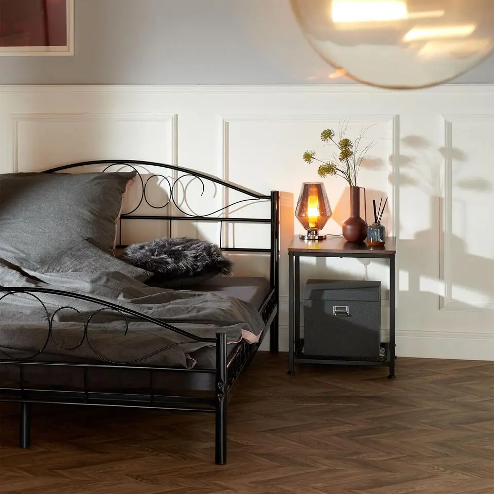 tectake Bijzettafel Derby 45,5x45,5x55,5cm, Industrieel Hout Donker, Rustiek