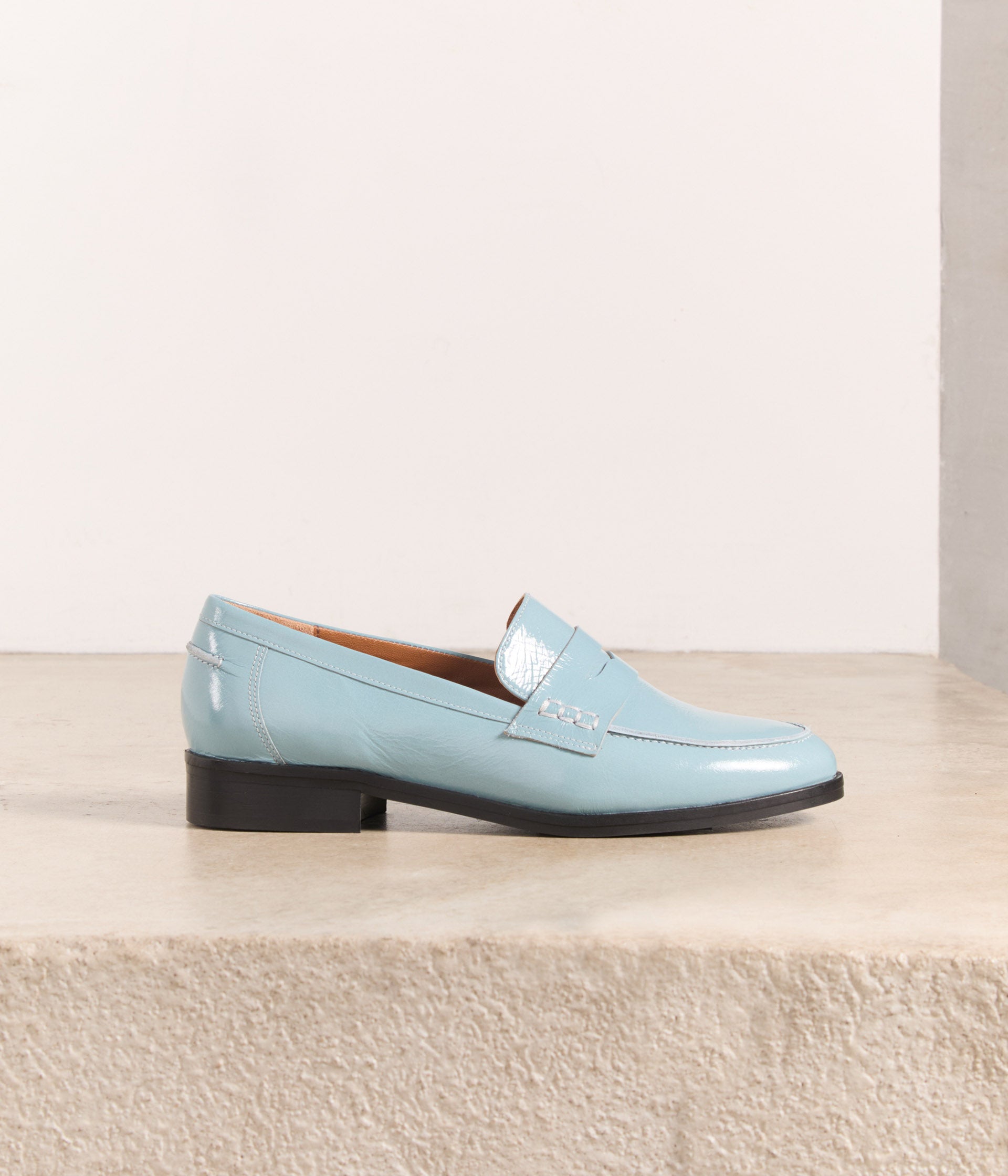 Mocassins cuir bleu Joséphine