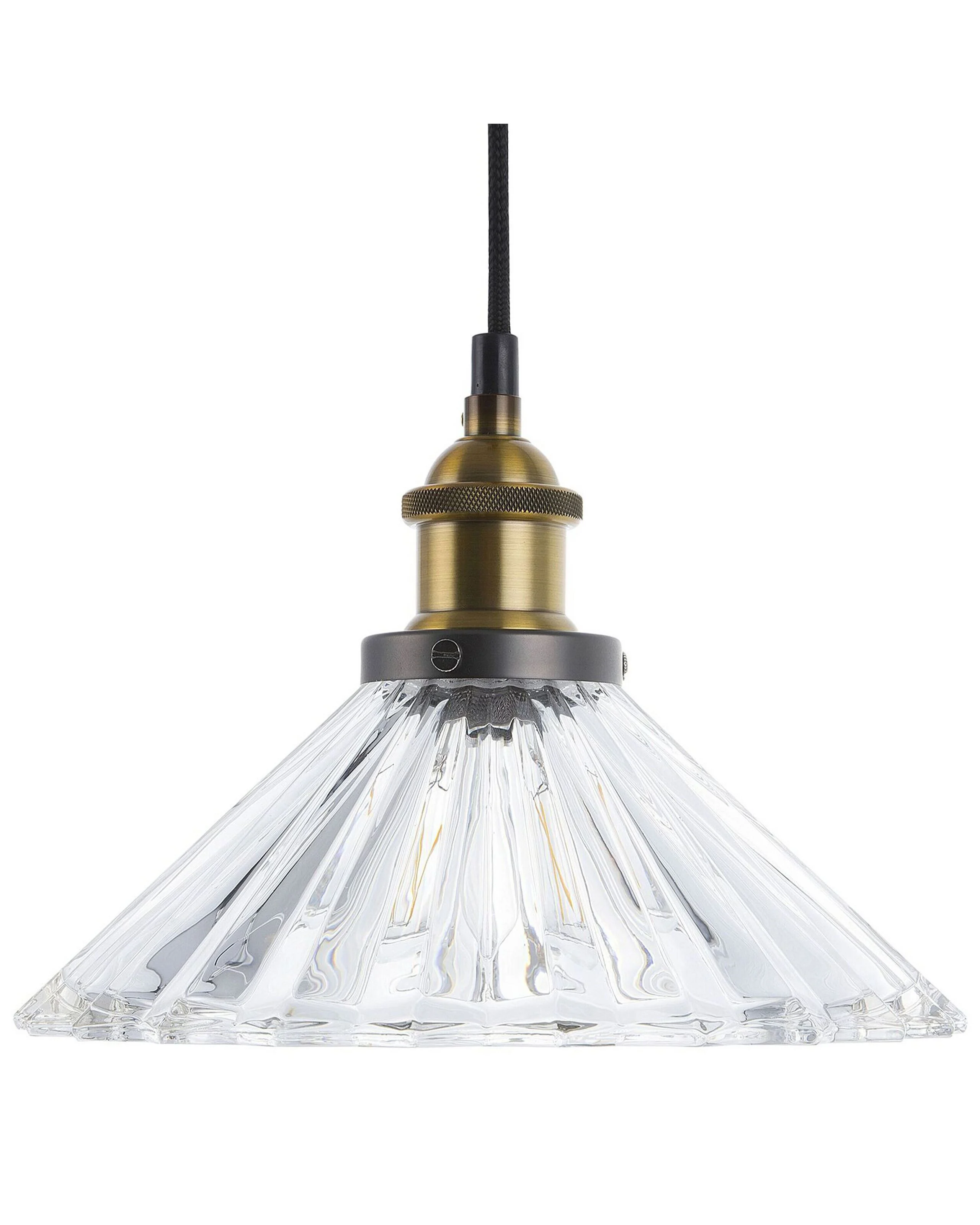 Lampa wisząca szklany klosz mosiężna