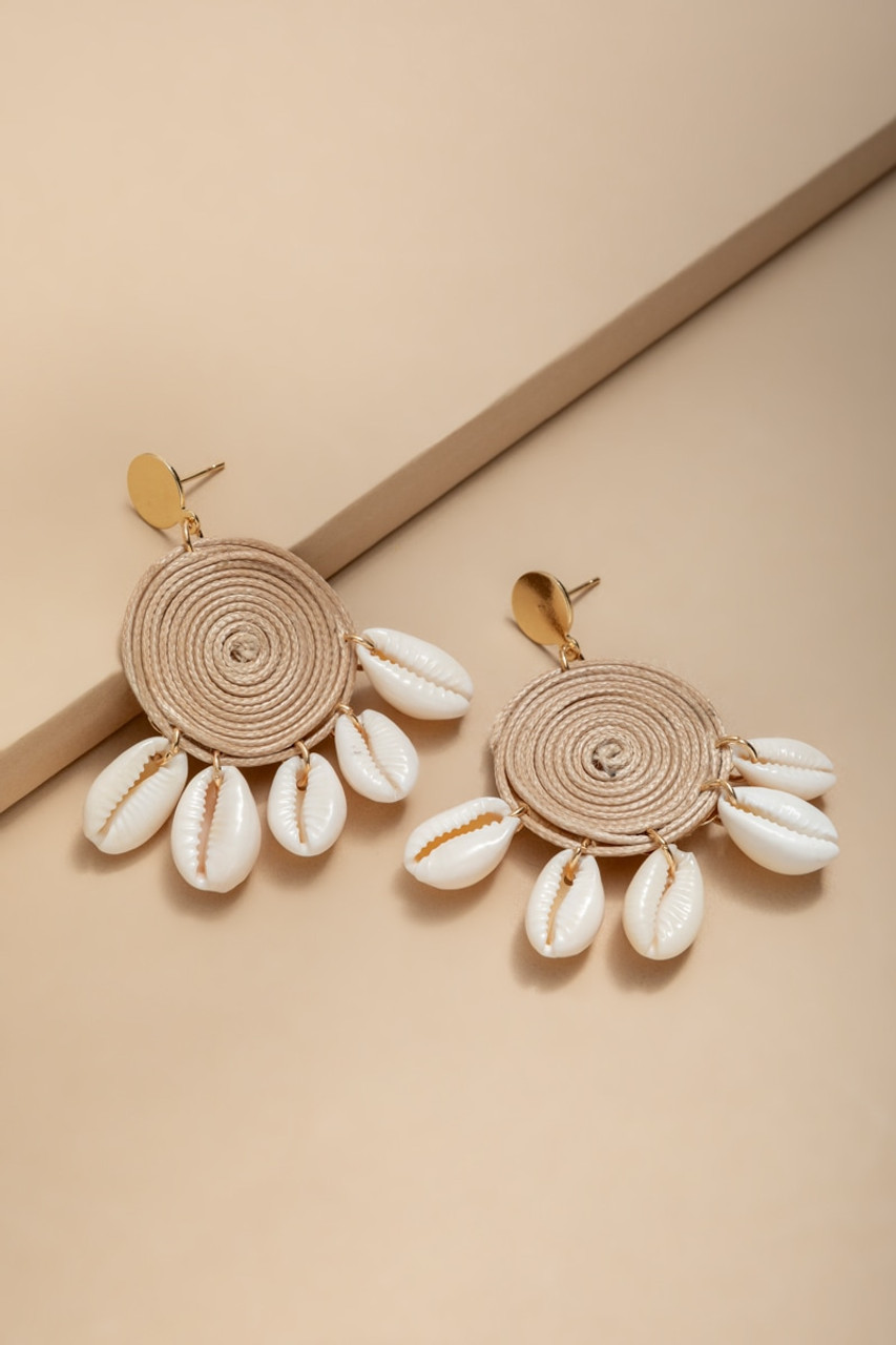 Sally Raffia Shell Drop Earrings
