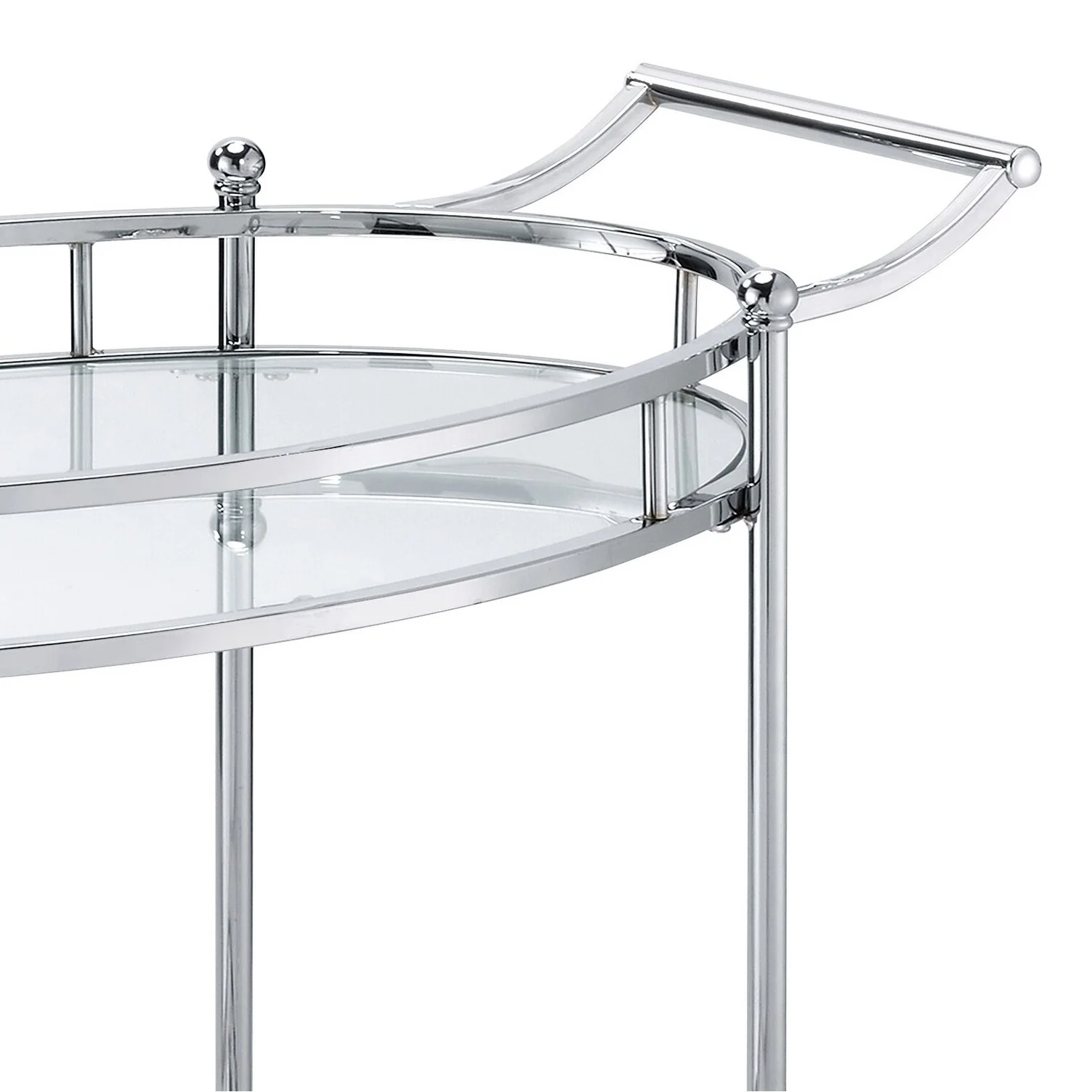 Jinx Clear Glass & Chrome Finish Serving Cart(no include stool)