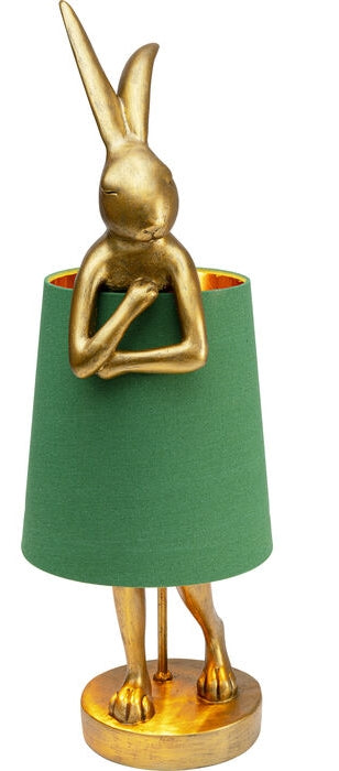 Kare Design Animal Rabbit Tafellamp 68 Cm - Goudkleurig - Groen