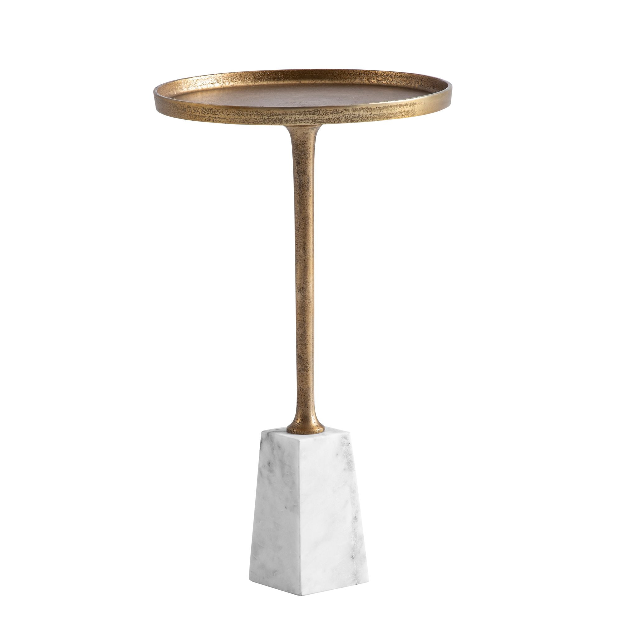 Stolik Marmurowy Okrągły Złoty Biały Metalowy do Salonu 34 cm