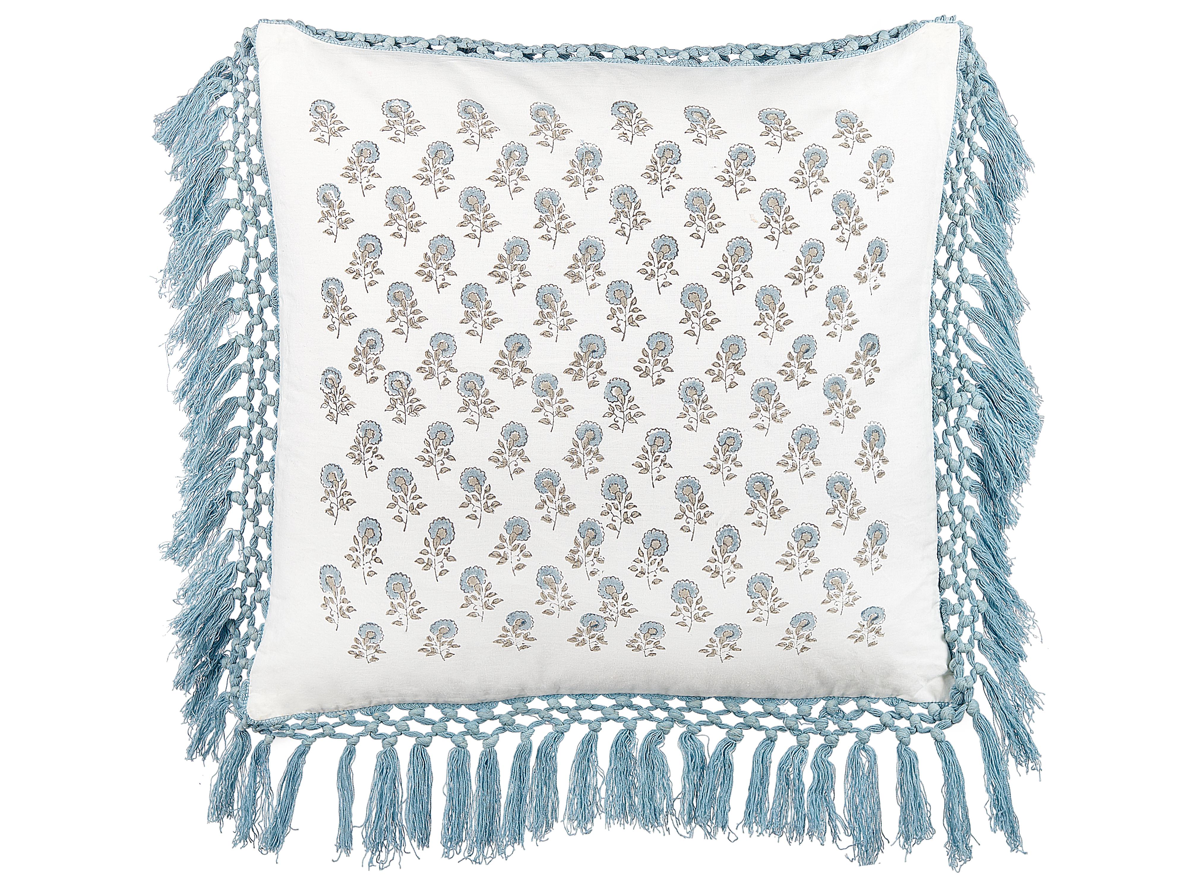 Throw Cushion PALLIDA Cotton 45 x 45 cm Blue Floral Pattern