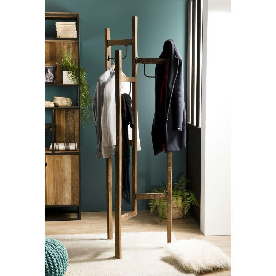 ALIDA - Portemanteau 3 ventaux en teck recyclé et métal