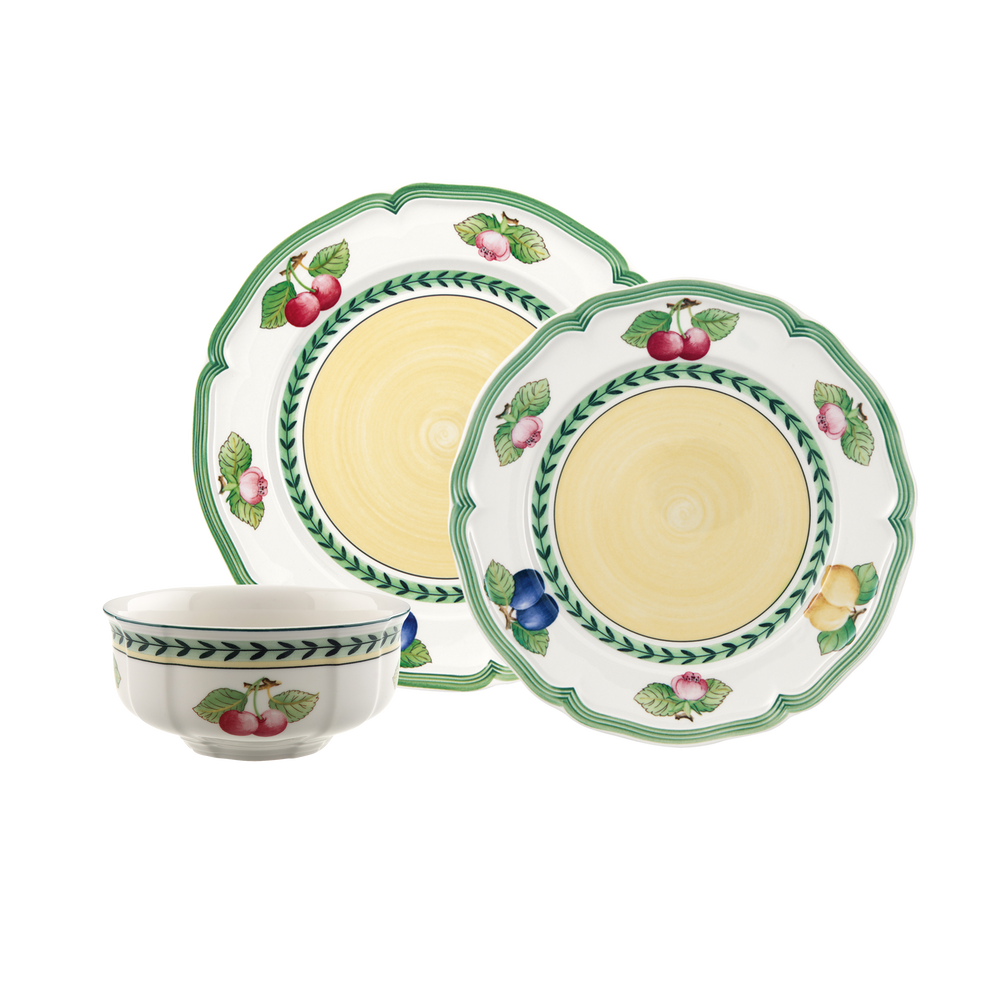 French Garden Dinnerware set - Multi-colored, Premium Porcelain