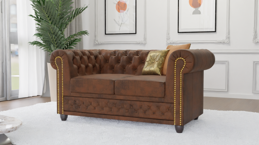 Ropez Chesterfield York sofa 2 osobowa pikowana zamsz Gobi 3