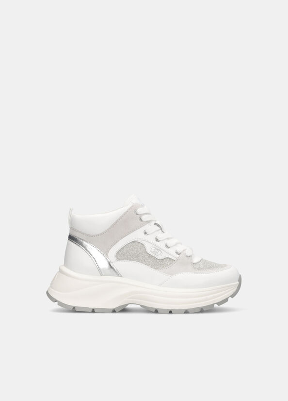 Mid sneakers in glitter mesh