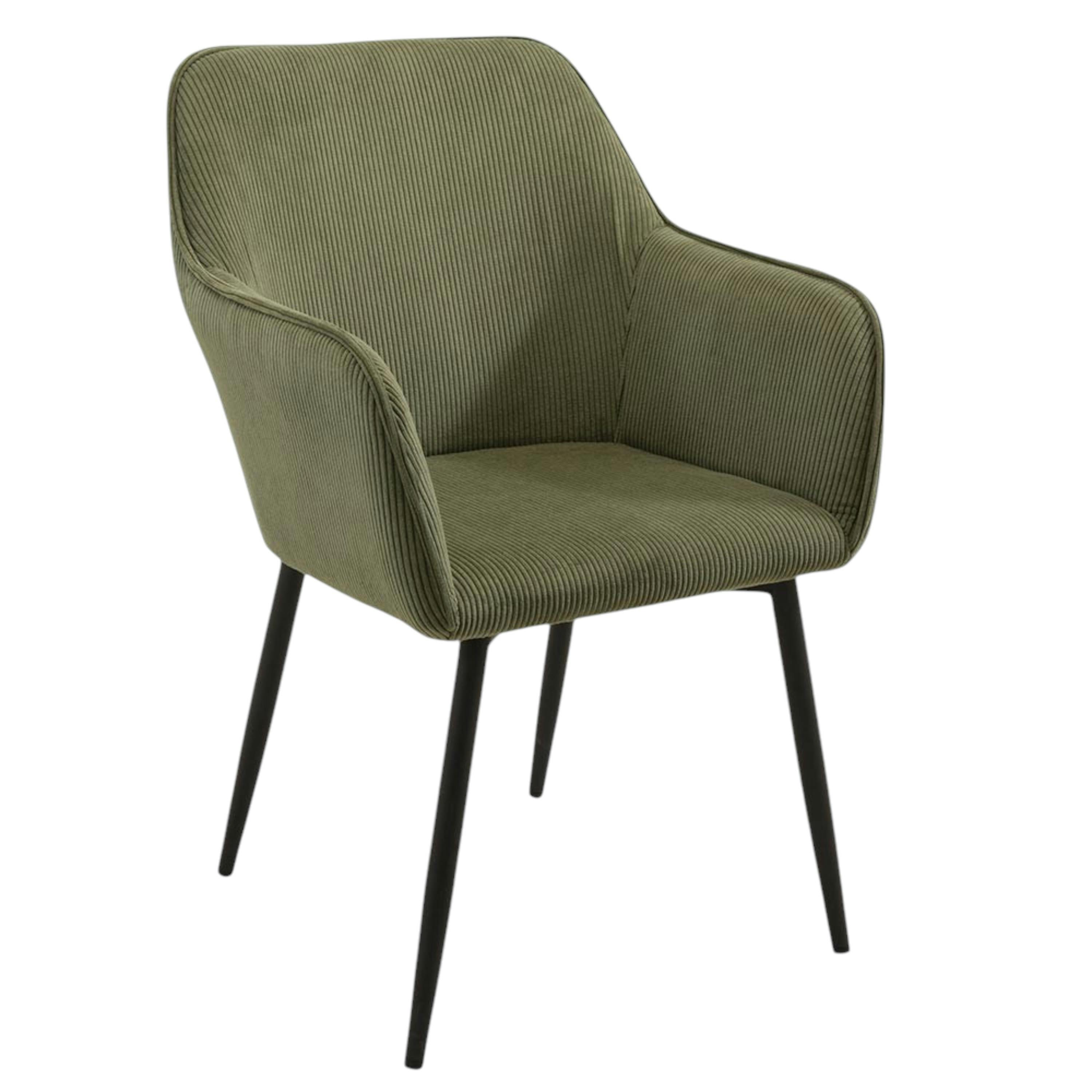 Fauteuil de table tissu cotelé vert (lot de 2) MALMOE