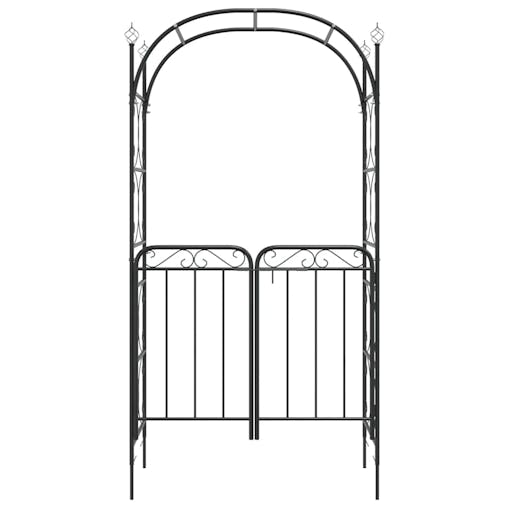 NNEVL Garden Arch with Gate Black 108x45x235 cm Steel