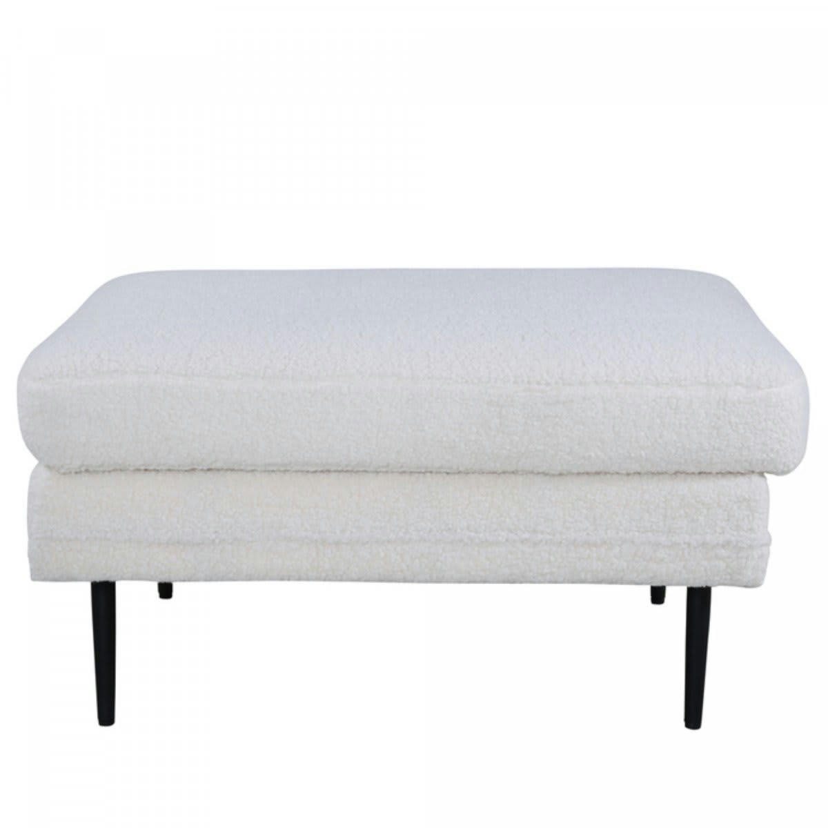 ADRIAN - Pouf rectangulaire en tissu bouclé blanc