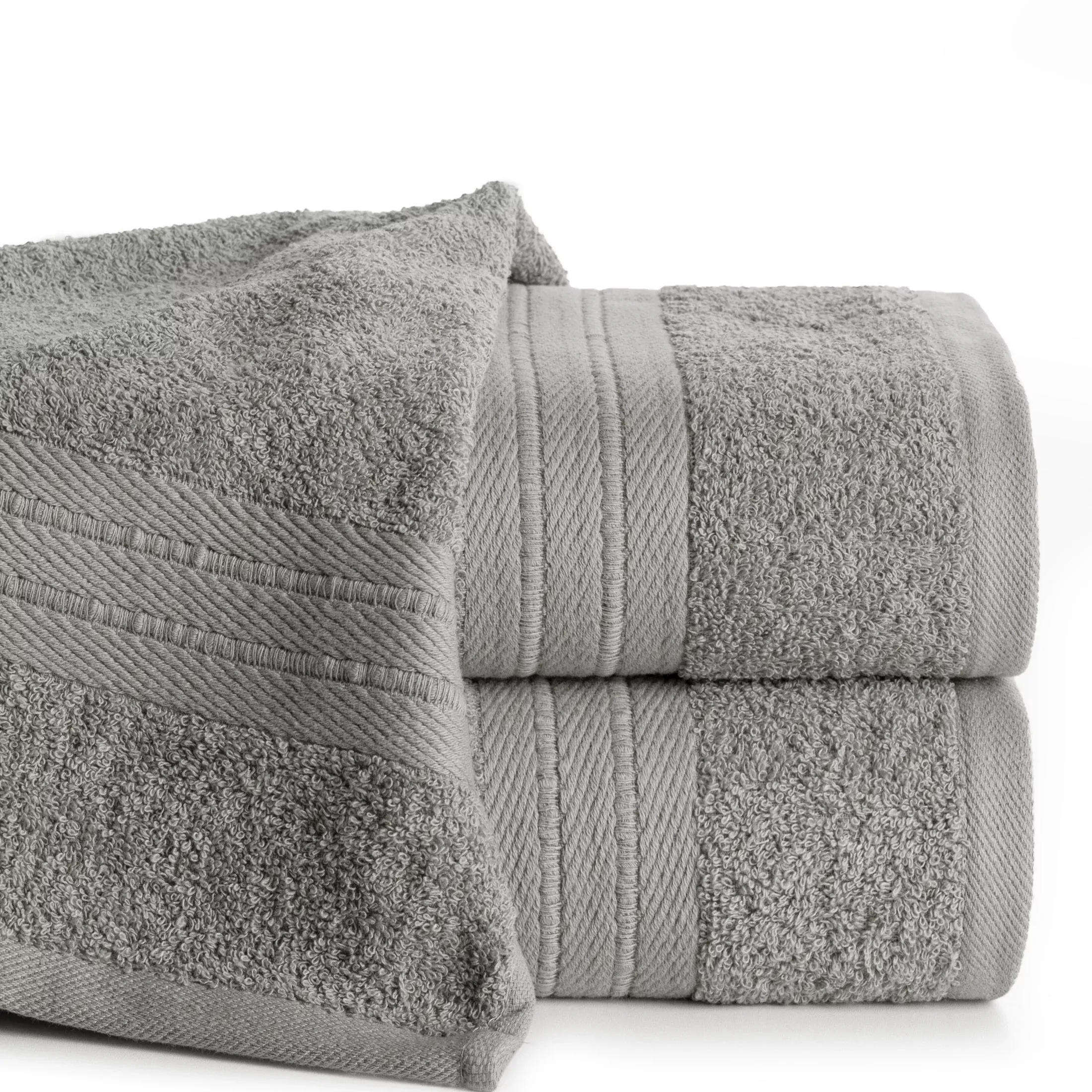 Ręcznik kąpielowy 50x90 cm bawełniany kolor srebrny z żakardową bordiurą 500 g/m2 KAYA