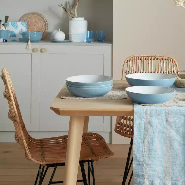 Denby Elements 4 Piece Stoneware Pasta Bowls - Blue