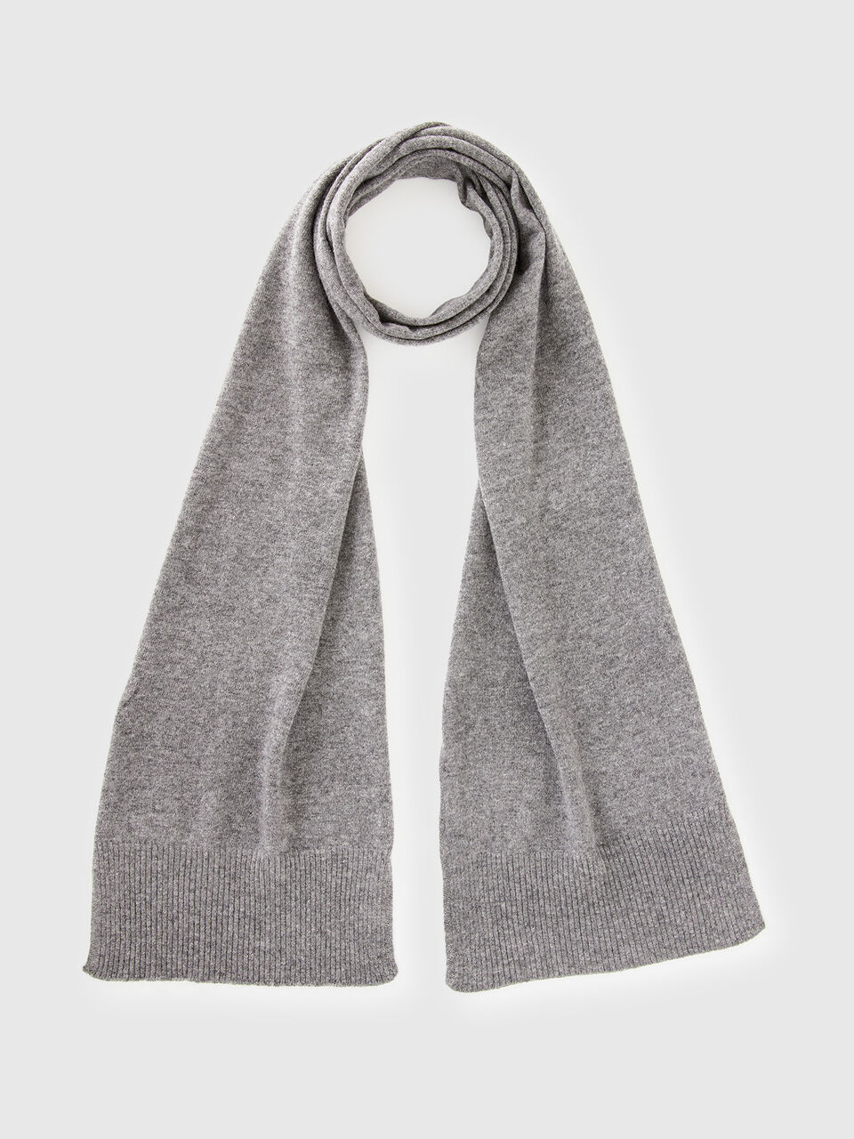 Gray marl scarf in pure Merino wool