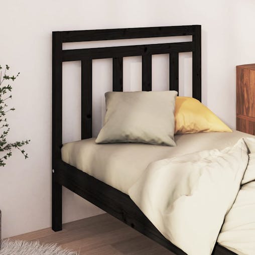 NNEVL Bed Headboard Black 96x4x100 cm Solid Wood Pine