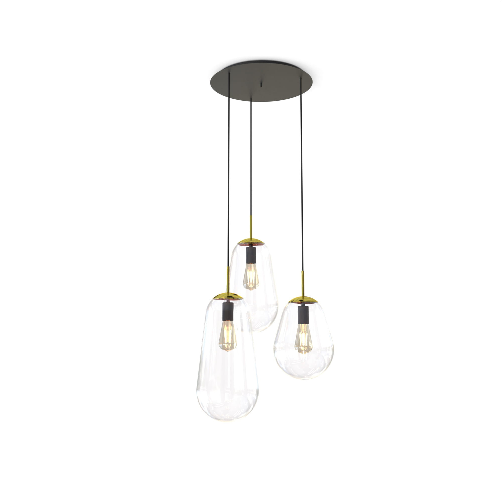 Lampa wisząca czarno-przezroczysta-złota PEAR 3xE27x40W Nowodvorski