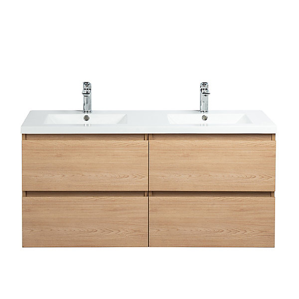 Ensemble Meuble prémonté 120 bois-Vasque résine-Miroirs ELY - bain-bain