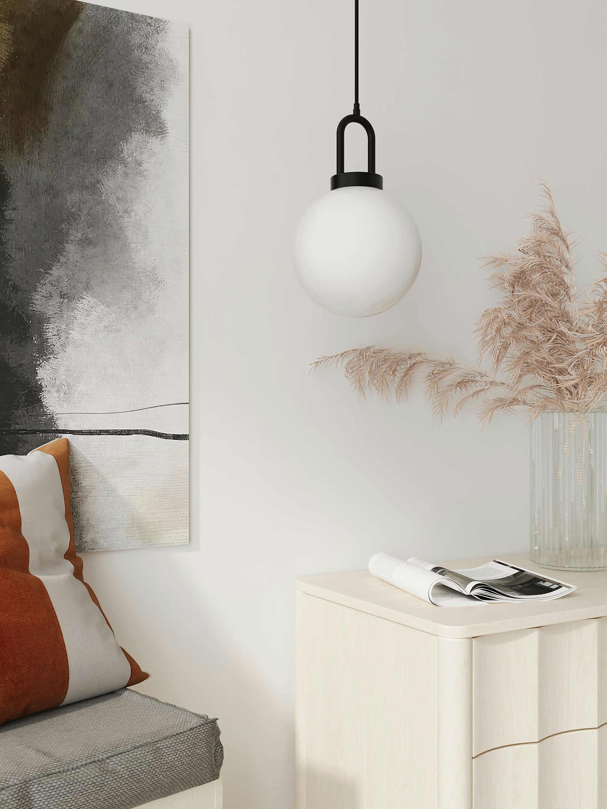 LAFAYETTE - Luminaire suspension globe et métal noir