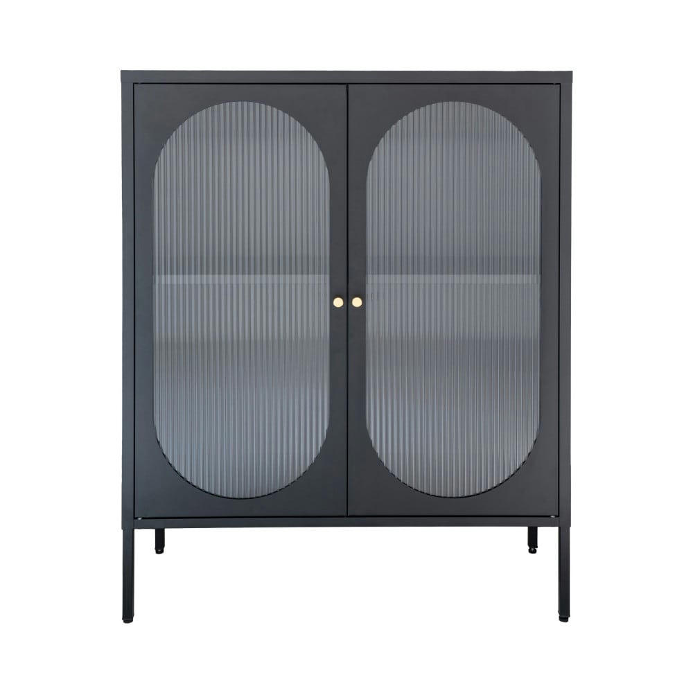 ADELAIDE - Buffet 2 portes en verre et métal L90cm noir