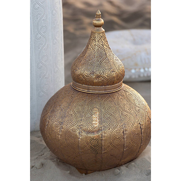 Lampe orientale dorée en métal ambiance féerique aladin 46,5 x 46,5 x 77,5 cm Doré effet oriental ajouré
