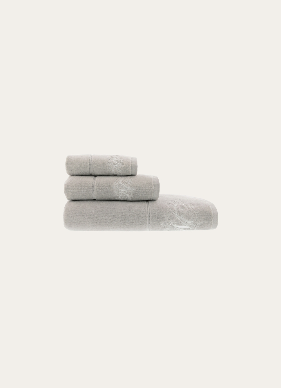 SERVIETTE DE TOILETTE EN VELOURS BRODÉE 500GR GRIS