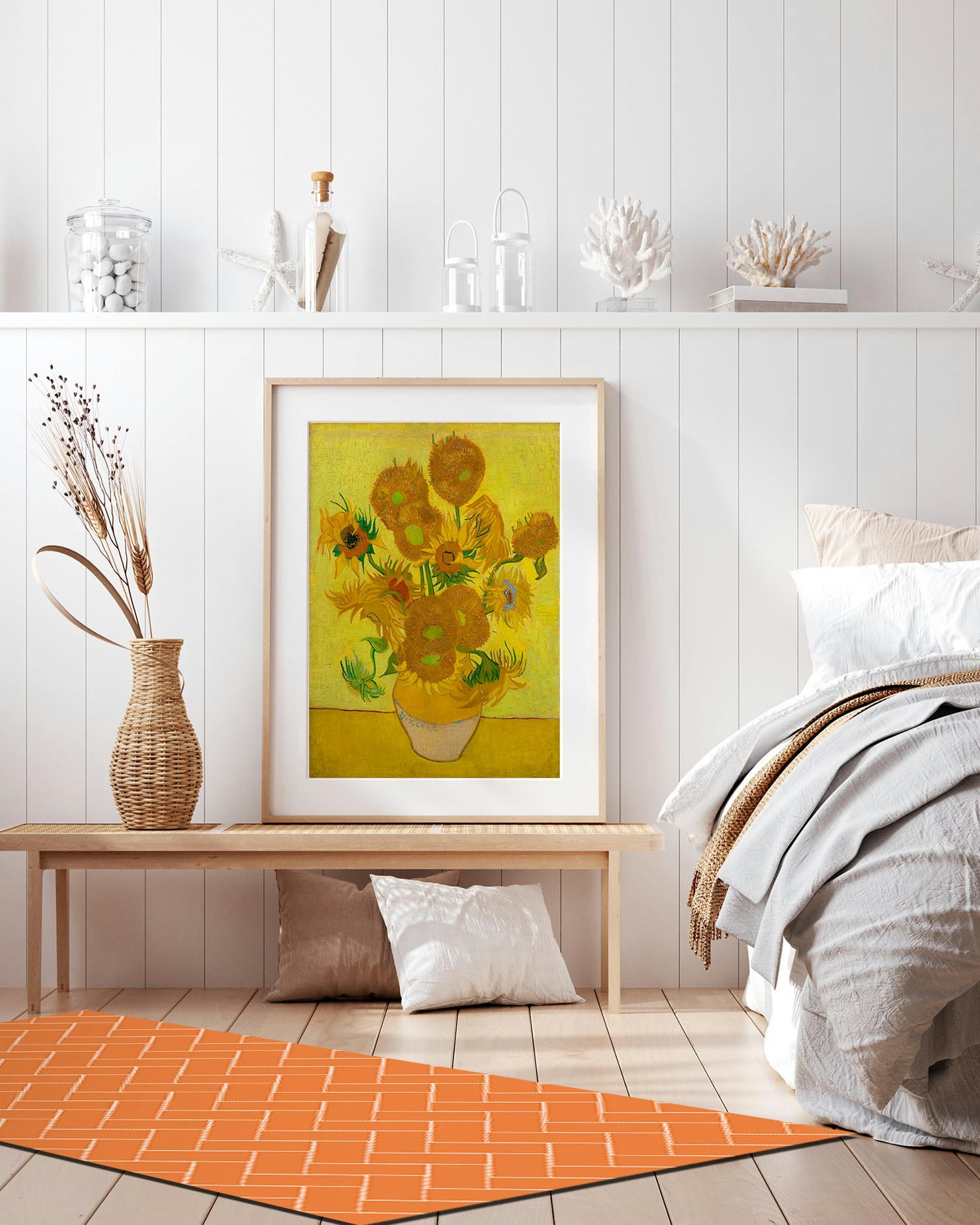 ALFOMBRAS MINIMALISTAS 2 - Tapis vinyle mosaïque de briques oranges 60x200cm