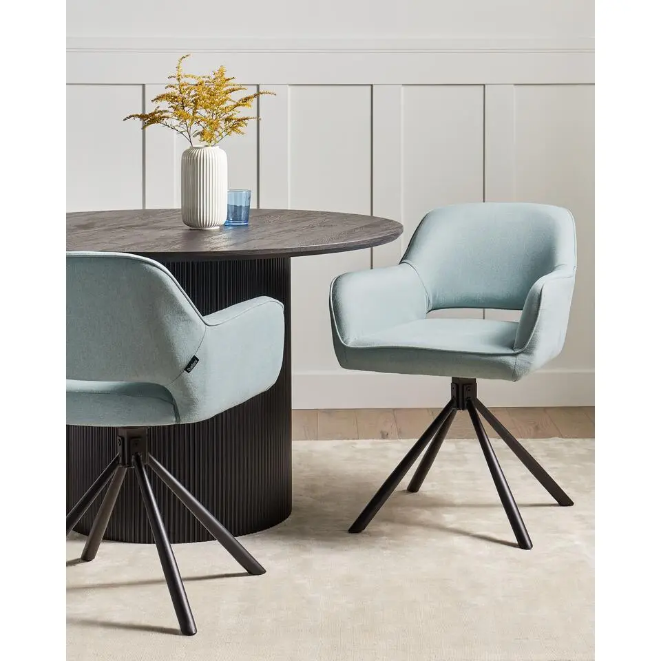 LOURES - Eetkamerstoel set van 2 - Lichtblauw - Stof