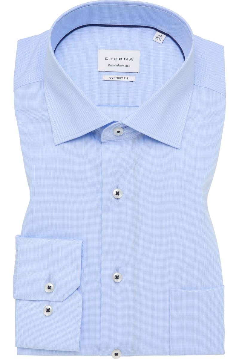 ETERNA Comfort Fit Tencel Hemd mittelblau, Strukturiert