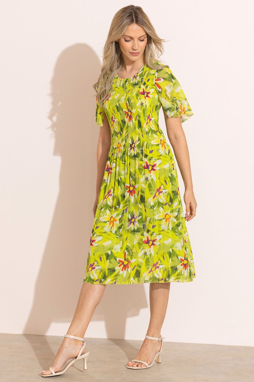 Klass. Floral Print Pleated Dress